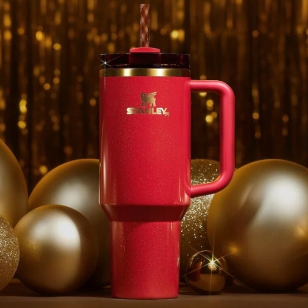 Stanley Scarlet Red Tinsel Quencher H2.0 FlowState Tumbler 40oz BNIB